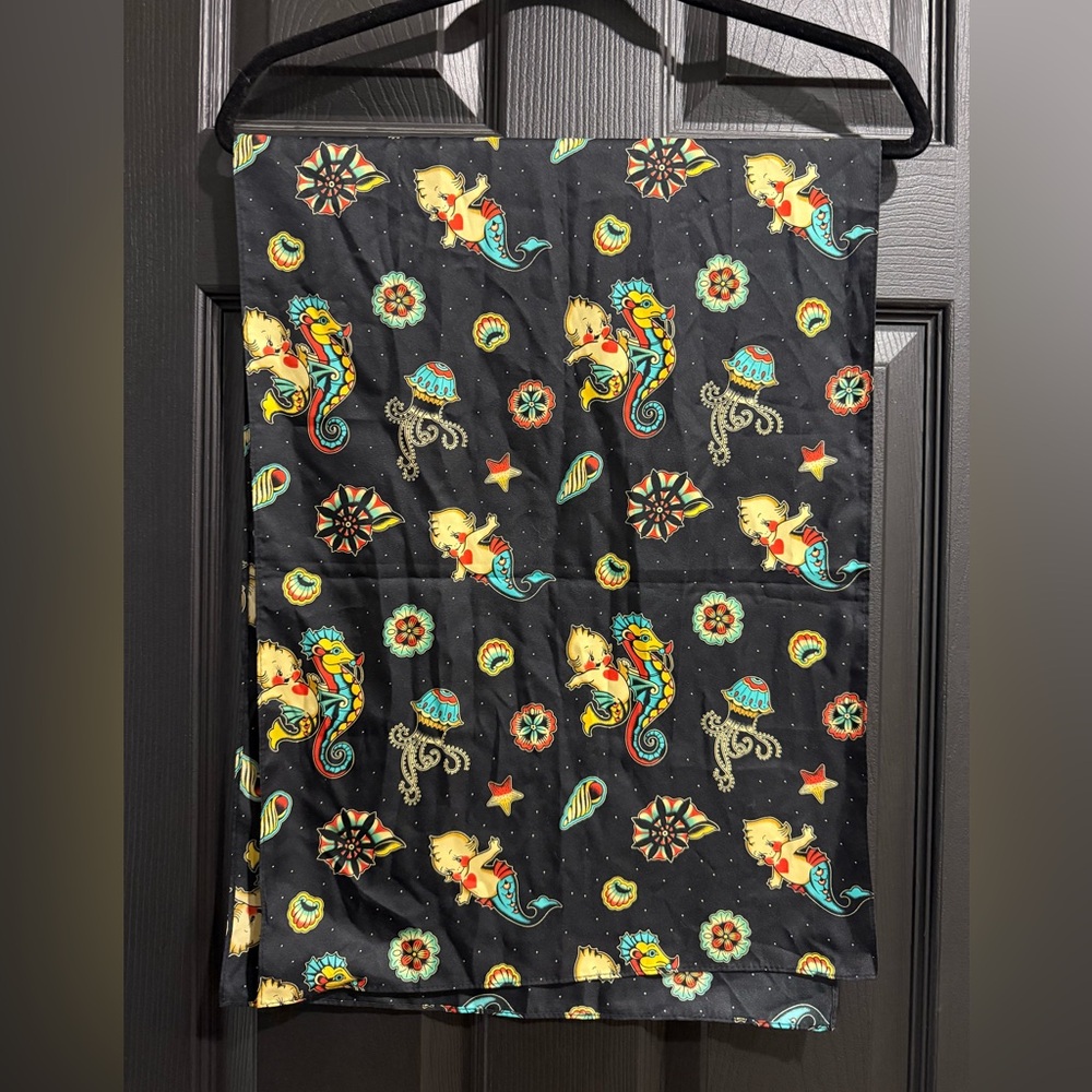 Black Sea Creature Patterned Scarf